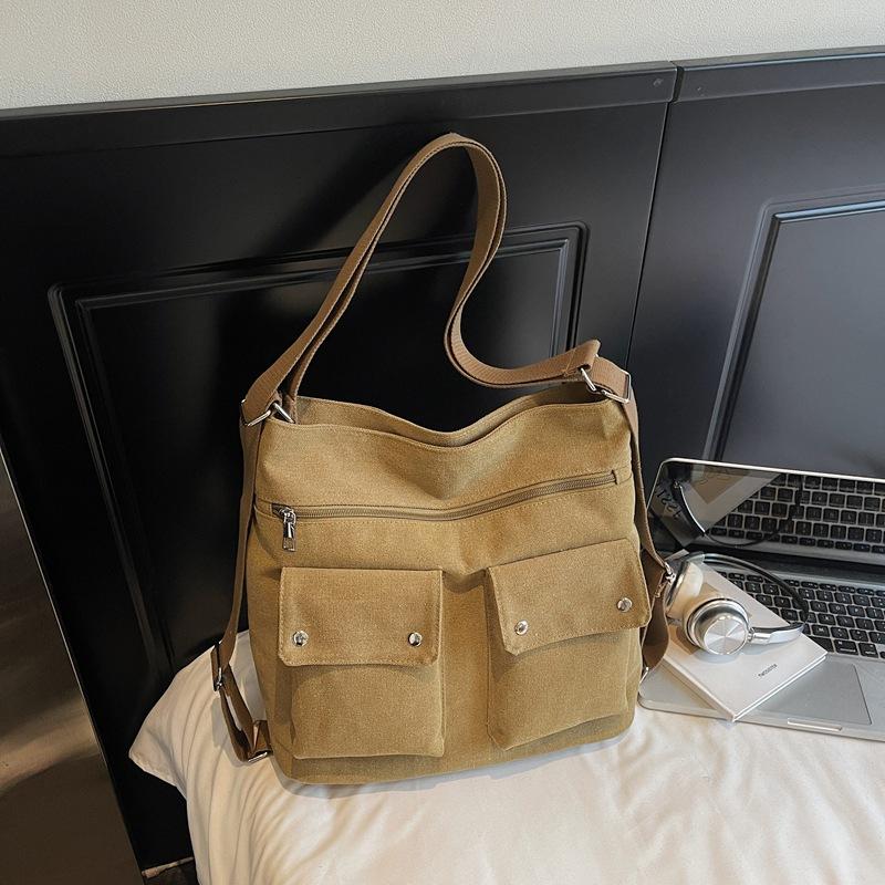 Сумка большой вместимости, Многокарманная одноплечевая сумка, Сумка через плечо, Двухплечевая сумка-тоут женская