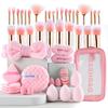 Best-Selling 46-Piece Nylon Beauty Tool Brush Set with Wood Handle for Face Washing and Makeup Powder Puff