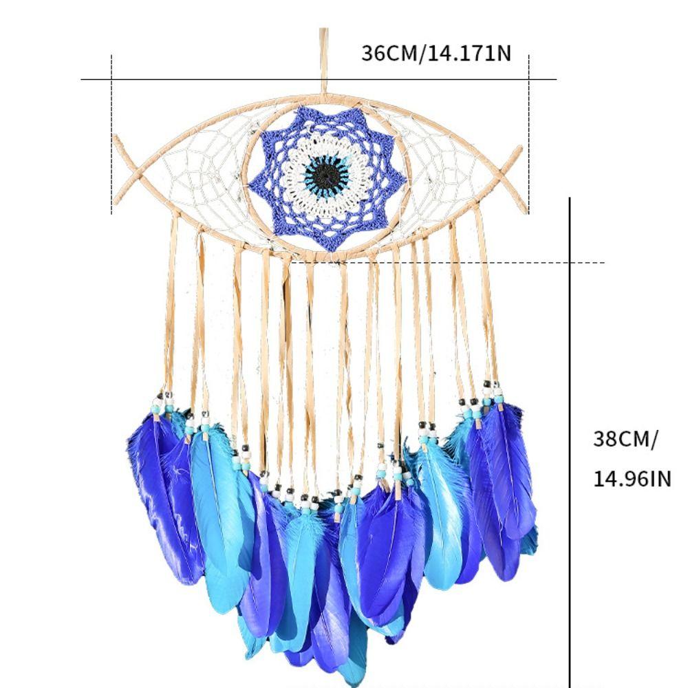 Домашний декор Ловец снов ручной работы Креативный забавный Ловец снов от сглаза Синее перо Макраме Настенное украшение Гостиная