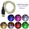 5M 50 светодиодов 10M 100 светодиодов Питание от USB Светодиодная гирлянда уличная RGB медная проволока Свадебная Рождественская Фестивальная Вечеринка Декоративная Лампа