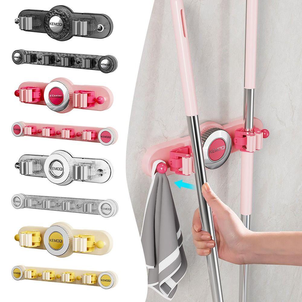 Присоска Зажим для швабры Настенная стойка для хранения швабры Инструменты для ванной комнаты Держатель для швабры