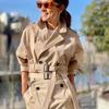 with Belt Cropped Trench Jacket Double Breasted Jackets Women Chic Autumn Winter Coat  Holiday