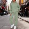 Женский костюм из 2 предметов, толстовки с длинным рукавом и спортивные штаны, комплекты для отдыха, осенний повседневный спортивный костюм с карманом