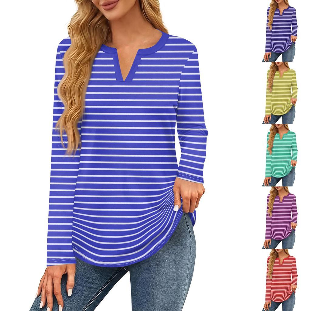 Женская футболка с принтом, длинный рукав, повседневная, выходного дня, модная, базовая, с V-образным вырезом, обычная, топ