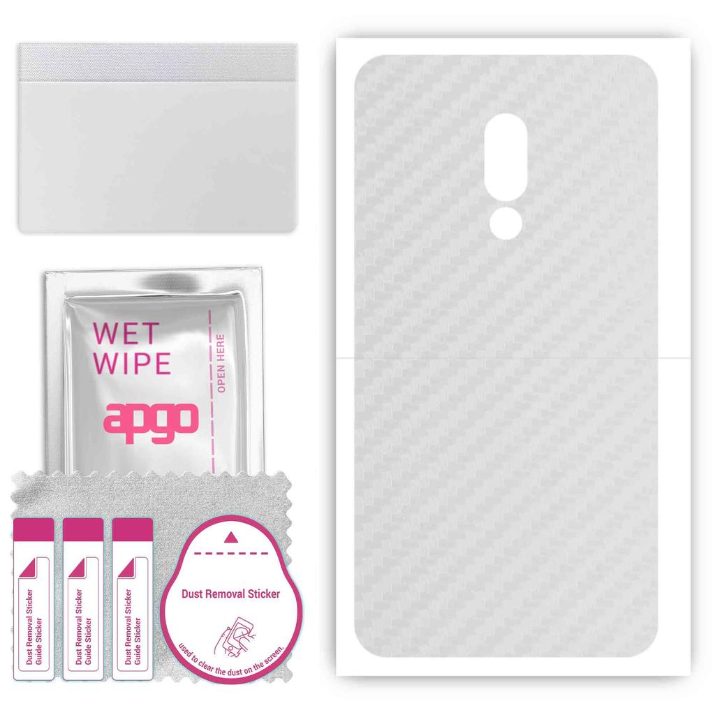 apgo Protective Skin Sticker for the Back Compatible with Meizu 16 Plus, Wrap Film, Foil, Vinyl - Pattern Transparent Carbon