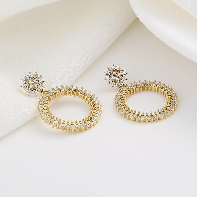 New Circular Earrings Full Of Diamond Temperament Fashionable Earrings Trendy Versatile Earrings Premium Durable