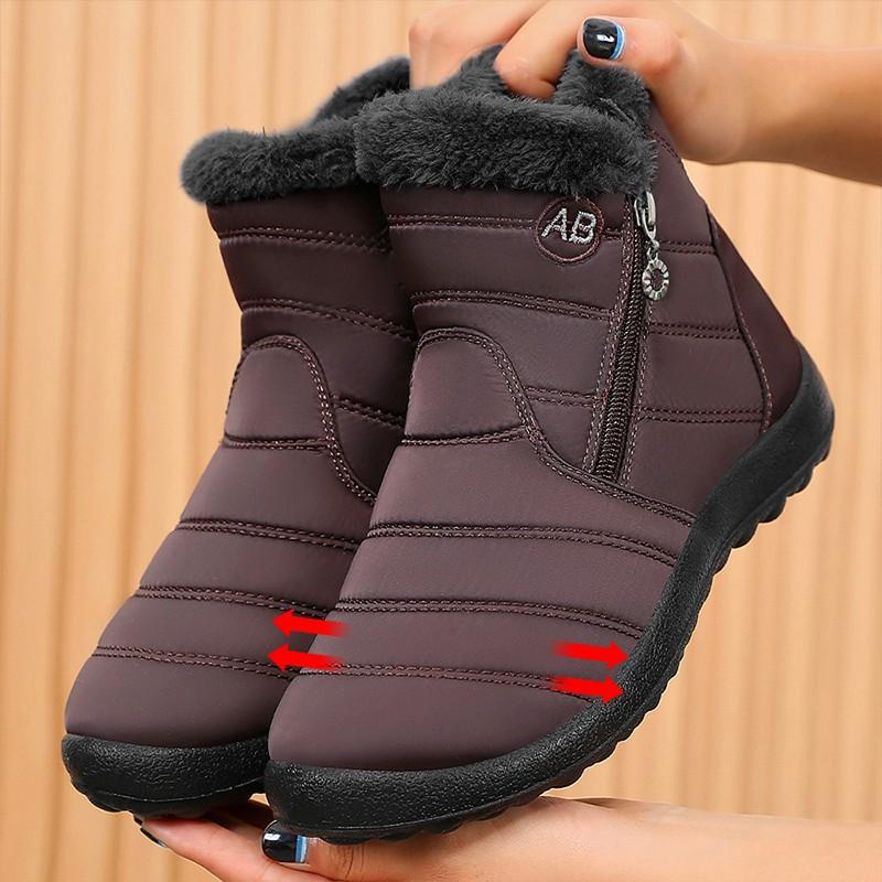 Womens Winter Warm Snow Boots Unisex Plus Size High Top Cotton Shoes PU Sole Side Zipper