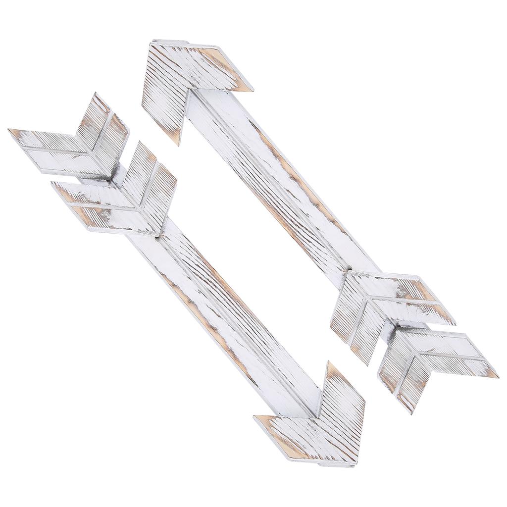 2PCS Wooden Arrows Decor Sign Wall Art Decor Farmhouse Courtyard Wedding SuppliesWhite