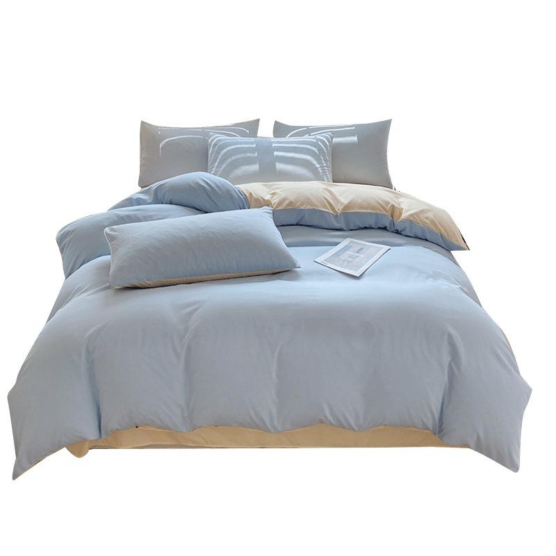 Зимняя двухсторонняя хлопковая кровать из четырех частей, однотонная простыня, пододеяльник, пододеяльник для студенческого общежития и средней школы