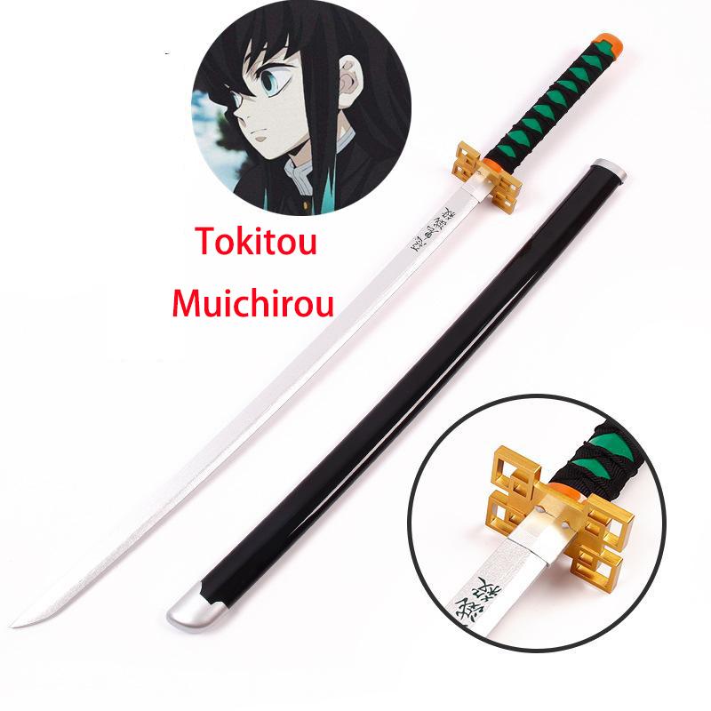 104cm Demon Slayer Katana Sword Bamboo Anime Blade Sunwheel Knife Tanjirou Katana Weapon Model 1:1 Ninja Cosplay Prop Kids Toys