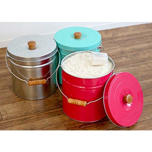 Sanwa Kinzoku Tin Round Rice Container with Floral Pattern, 6kg, TMK-6