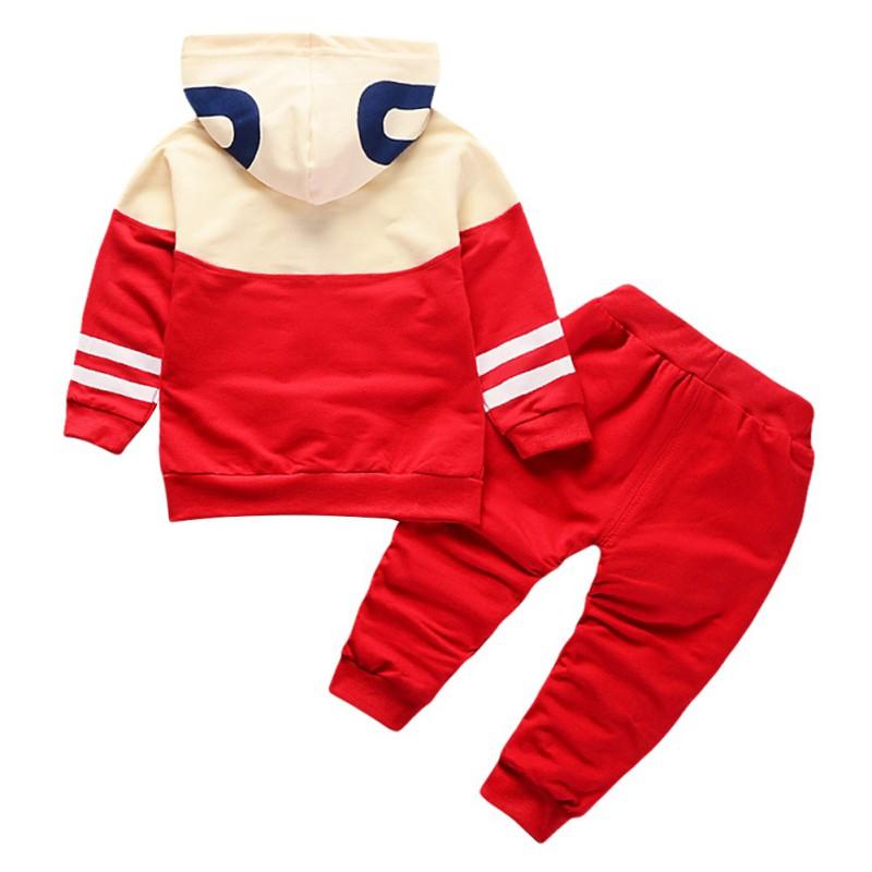 Весенне-осенний топ с капюшоном и длинными рукавами с принтом для мальчиков + брюки, комплект из 2 предметов