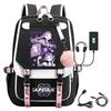 Movie Peripheral Print Backpack, School Bag Student Campus With Plush Ball Backpack With USB Port