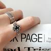 Stylish S925 Vintage English Finger Ring For Women With Unique Gothic Design And Adjustable Size
