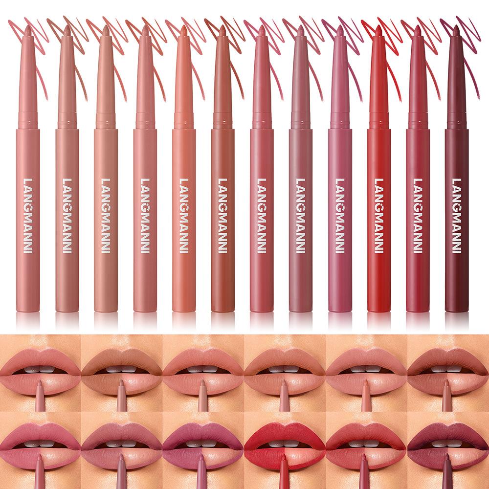LANGMANNI Sexy Velvet Matte Lip Liner Pen Waterproof Silky Natural Contour Non-Stick Cup Makeup Lipstick Pencil Lasting Cosmetic