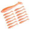 15Pcs Silicone Soft Lure Simulation T Tail Fishing Bait Double Color with Spiral Pattern for Sea