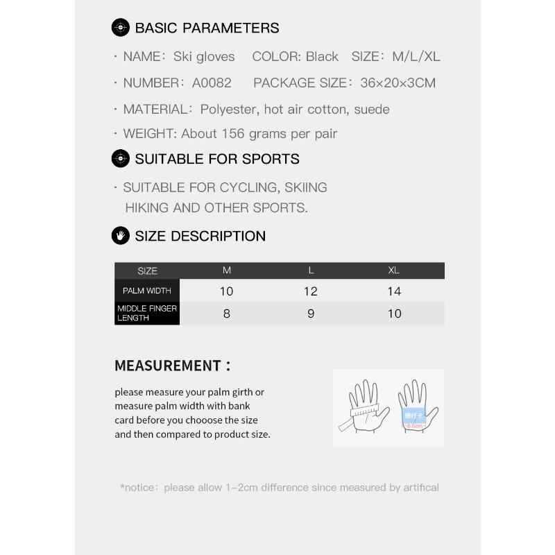 Winter Cycling Skiing Mountaineering Thickened Wool Insulation Double-layer Waterproof Gloves Suitable for Multiple ScenariosS