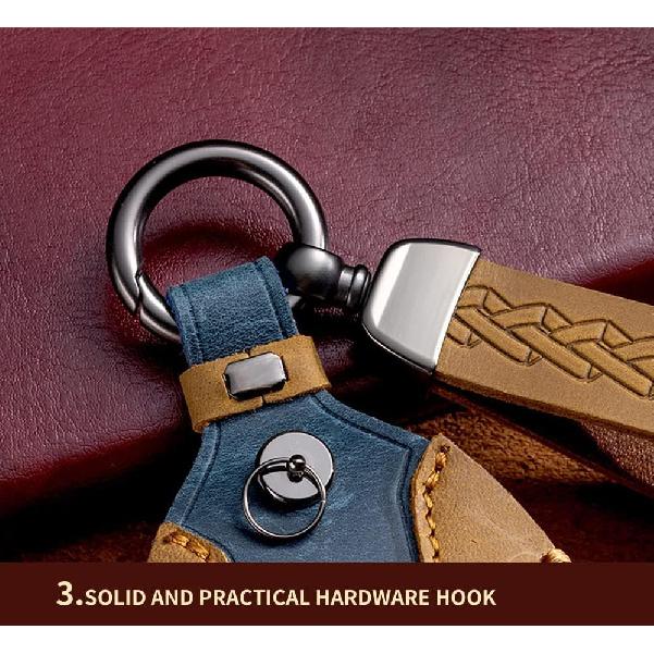SANRILY FLL Production Leather Key Fob Cover for Genesis GV80 2021 2022 G80 GV70 G90 G70 Keyless 4/6/8 Button Key Case Shell with Keychain Brown