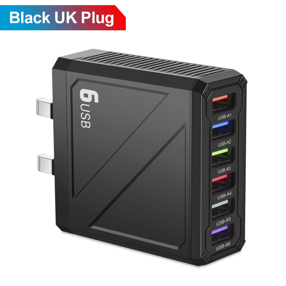 Универсальное 6-портовое USB-зарядное устройство с европейской, американской, британской и корейской вилками