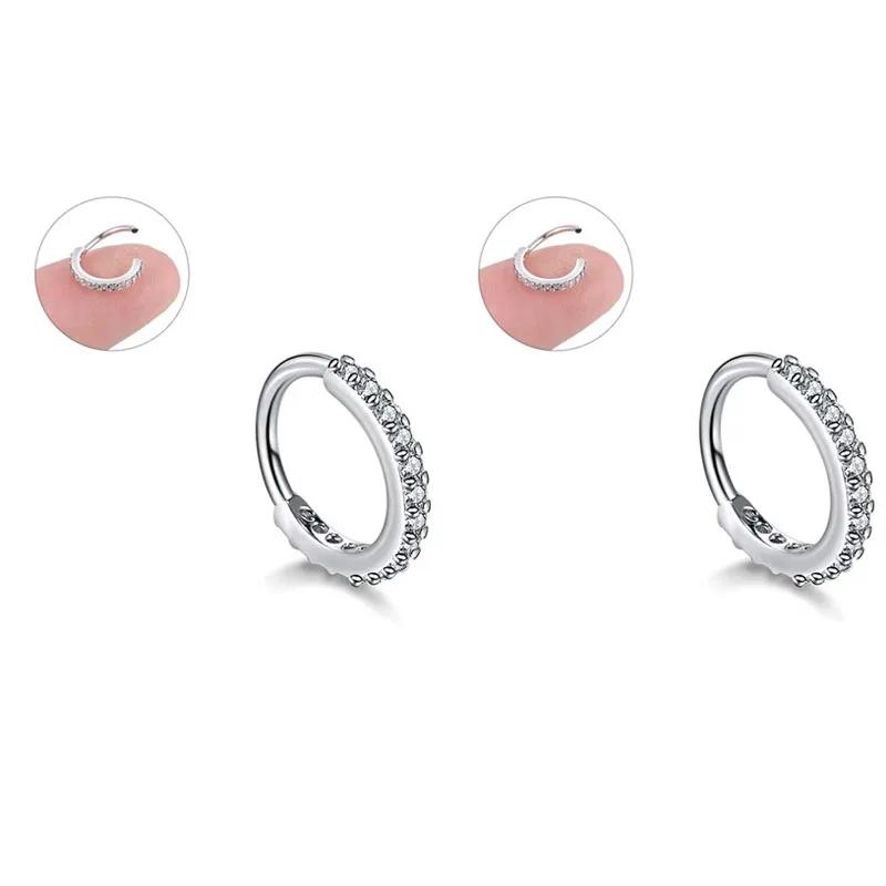 1/2pcs Copper Hinged Segment Ring For Women Septum Piercings Nose Rings Crystal Piercing Ear Tragus Cartilage Jewelry