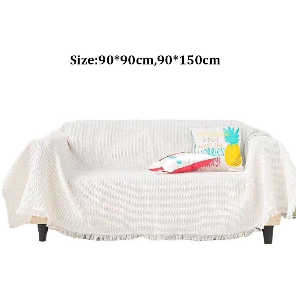 New Nordic Knitted White Sofa Towel Anti-slip with Tassels Throw Blankets Multi-purpose Luxury Bed Sofa Couch