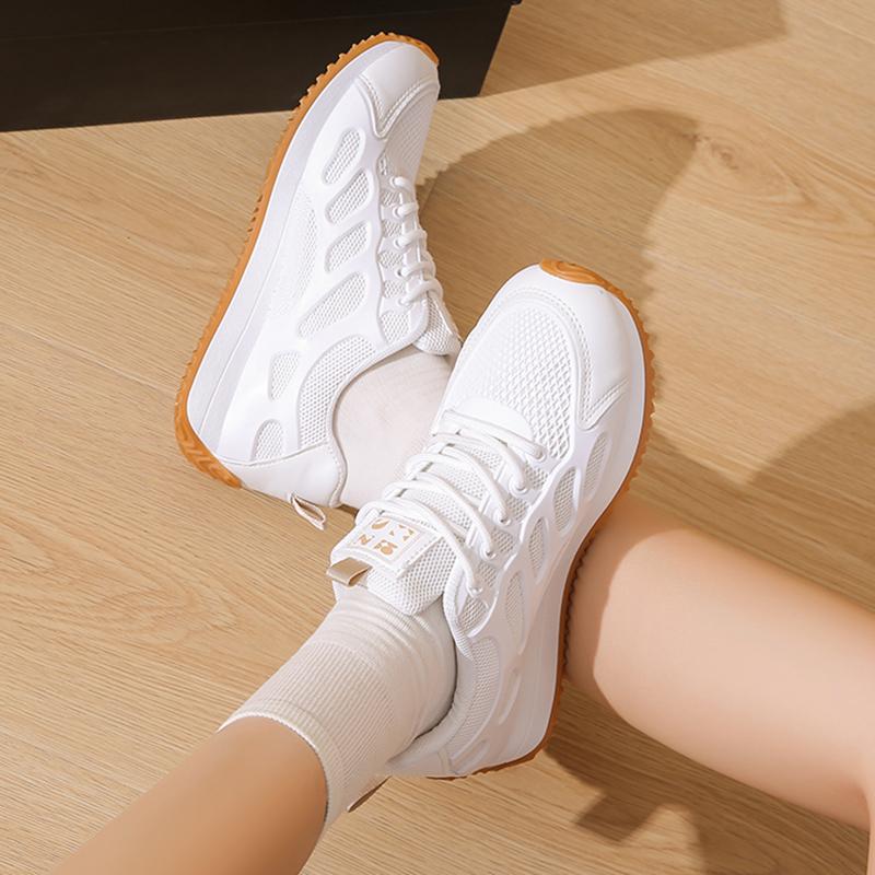 Fashion 2025 New Women's Shoes Breathable Mesh Sneakers Autumn Female Lace Up Platform Sneakers Women Comfort Thick Bottom Sports Shoes