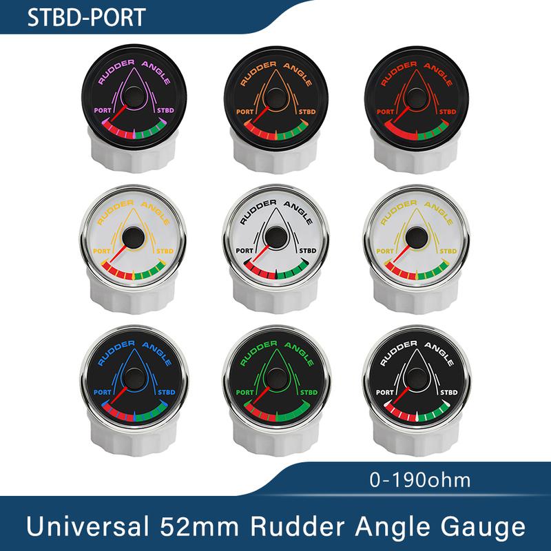 Newest Boat 52mm Rudder Angle Gauge Meter Signal 0-190ohm with 8 Colors Backlight for Ship Yacht Vessel 9-32V