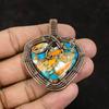 Колючая устрица, медная бирюзовая подвеска, кулон с драгоценным камнем, медная проволока, кулон, медные украшения, кулон в форме сердца ручной работы, подарок для нее