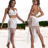 3-Piece Handmade Crochet Bikini and Tassel Beach Dress Set