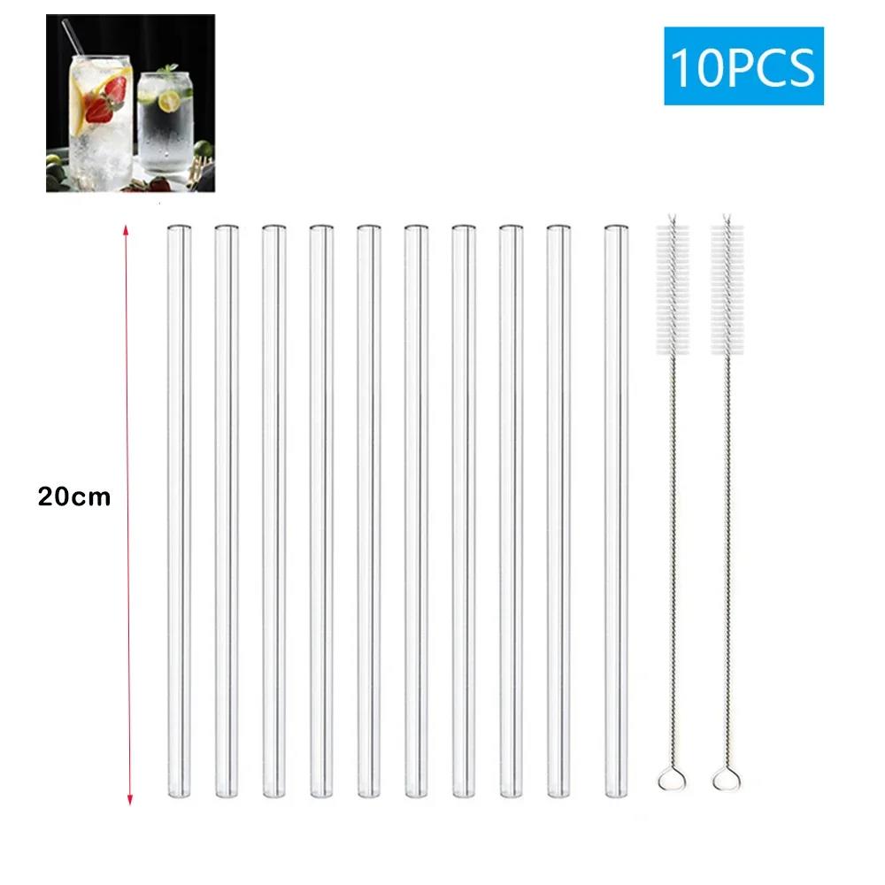 20-1Pcs Eco Friendly Glass Straws Reusable Drinking Metal Straw with Brushes Smoothies Milkshake Cocktails Party Bar Accessory Cup Holders 5