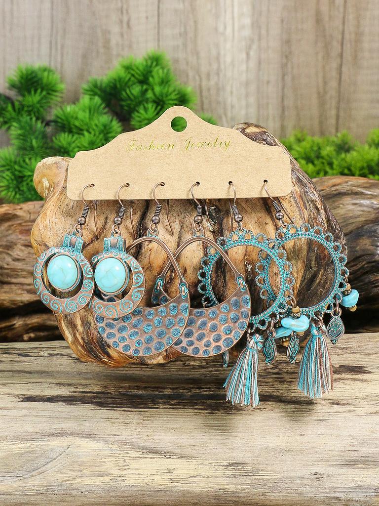 Vintage Metal Dangle Drop Earrings Sets Bundles for Women Sundry Mixed Ethnic Boho Hanging Earring Set Zircon Accessories