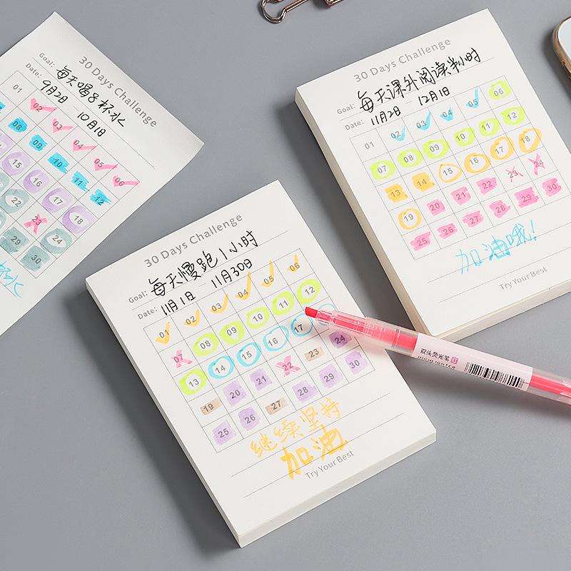 Мини Портативный 30-дневный Планировщик и Блокнот для Самодисциплины с Перфокартой