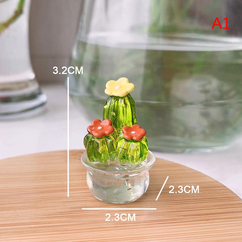 Handmade Murano Glass Cactus Figurines Ornaments Desktop Craft Adornment Creative Colorful Cute Miniature Plant For Home Decor