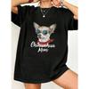 Chihuahua Mom Oversized T Shirt Black Chihuahua Dog With Sunglasses And Red Bandana Print For Casual Wear And Pet Lover Outfits