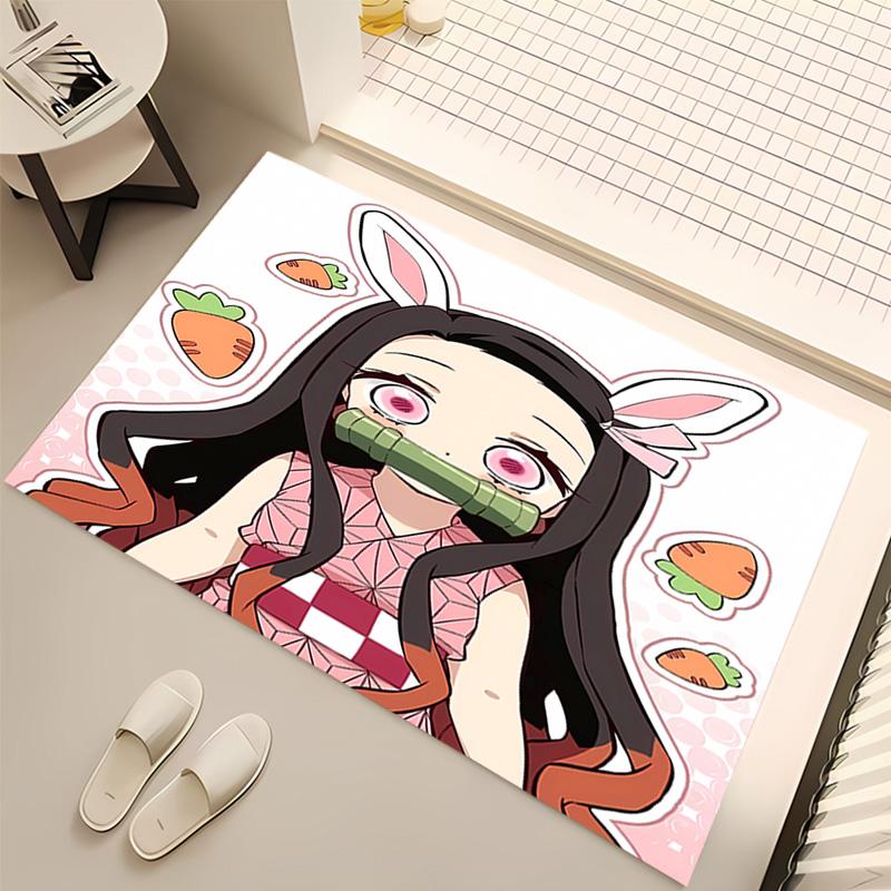 1pc Demon Slayer Nezuko2 Print Area Rug - Soft, Washable Non-Slip Indoor Mat, Living Room, Home Office Decorative Rug,Office Decorative
