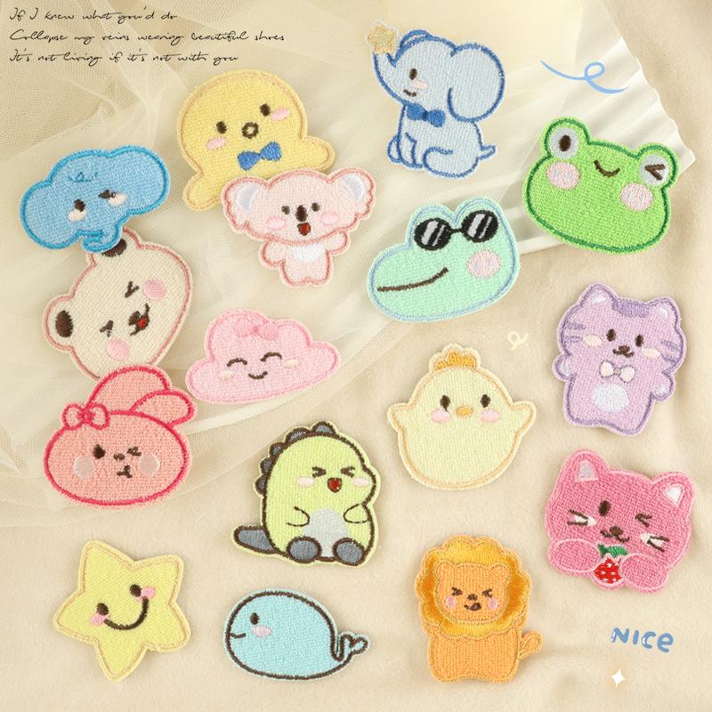 Embroidery Label Embroidery Sticker Cartoon Animal Rabbit Frog Clothing Accessories Self-adhesive Patch Cloth Sticker