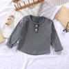 Wear Round Neck Pit Striped German Velvet Children's Base Shirt for Spring and Autumn, Long Sleeved T-shirt for Boys and Girls, Western-style Top