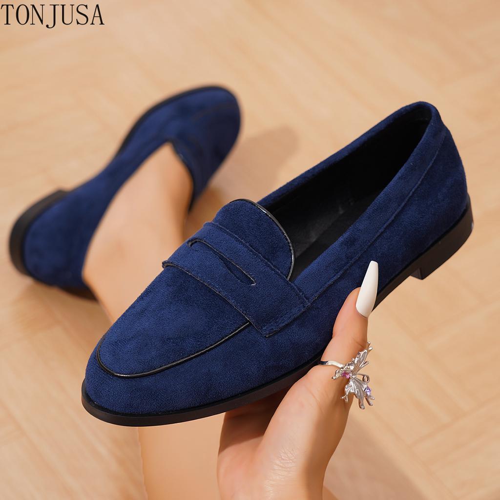 Large Size Retro Loafers Handmade Casual Women's Shoes Cowhide Suede One-pedal Women's Leather Shoes