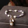 Natural Freshwater Pearl Shaped Amethyst Bracelet 14k Gold Wrap for Women's Valentine's Day Gift Handpiece Spacer Beads