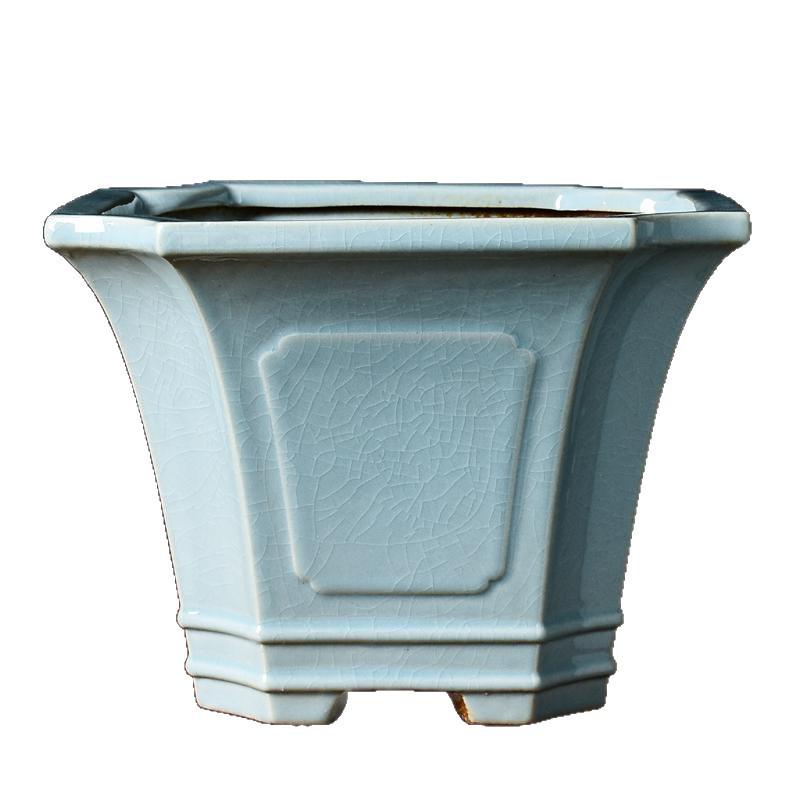 Керамический квадратный цветочный горшок для бонсай - Большой высокий угол, креативный китайский стиль для зеленых растений и орхидей