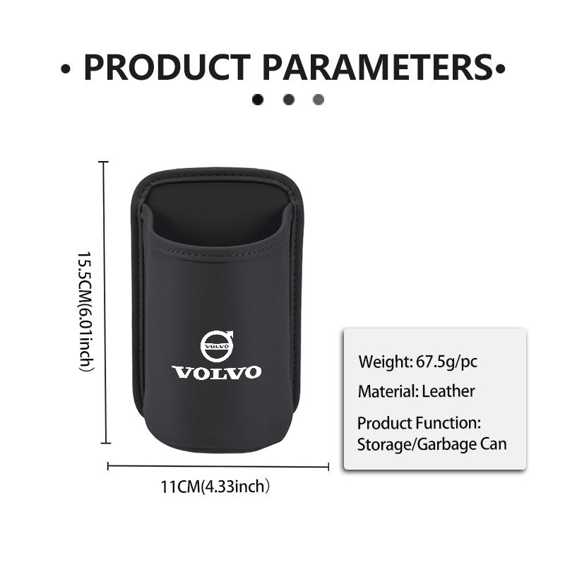 fqshd6 Leather Car Seat Cup Holder Hang Drink Storage Box Accessorie For Volvo V60 V90 S60 S80 S90 C30 XC40 XC60 XC70 XC90 V40