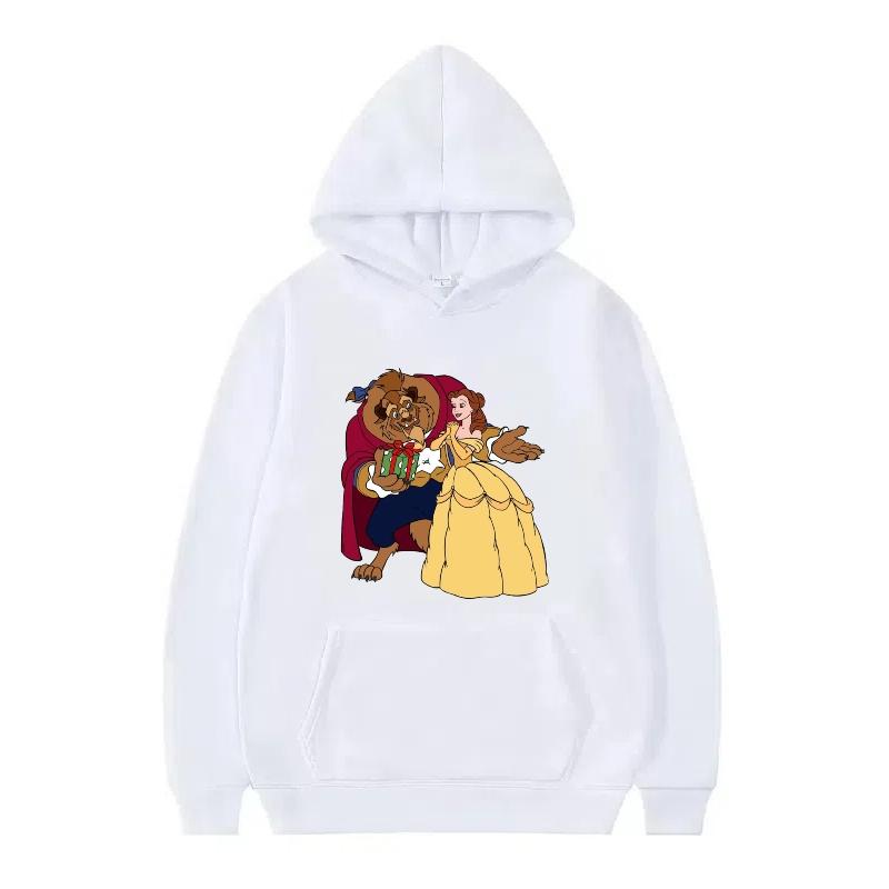 Disney Beauty And The Beast Princess Pattern Woman Loose Black Autumn Tops Clothes Pullovers Ladies Cheap Y2k Hoodies Men Sporty