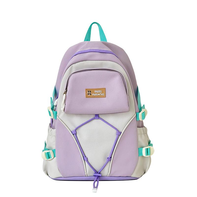 New Schoolbag Large Capacity Backpack Student Contrast Color Backpack Casual Versatile Backpack Junior and Senior High School Schoolbag