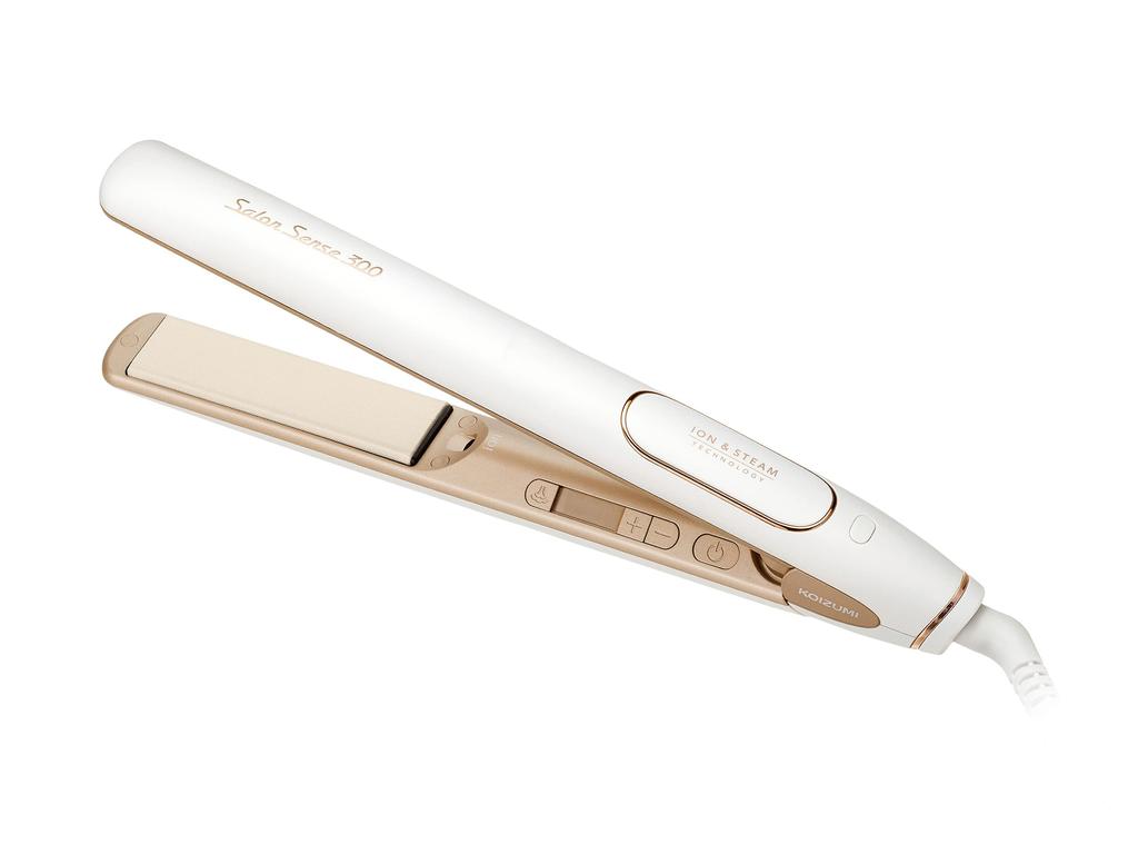 Koizumi Hair Iron Steam Straight Negative Ion Salon Sense 300 Silky Moist Overseas Compatible 17 Level Temperature Adjustment White KHS-8750/W