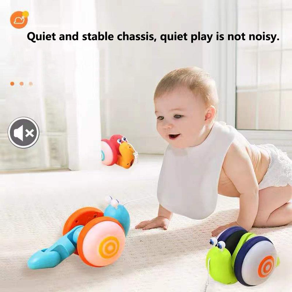 Новая игрушка-машинка с изображением улитки из мультфильма, ребенок учится ползать и тянуть со светом и музыкой, игрушка для раннего образования для детей