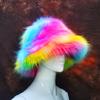 Yousheng Women Basin Hat Faux Fur Rich Colors Soft Thickened Fluffy Keep Warm Decorative Creative Design Bucket Hat Clothes Accessory