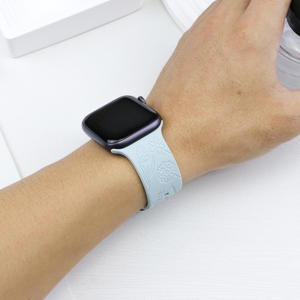 Силиконовый браслет для Apple Watch 11 10 46 мм 42 мм 9-8-7-6-5-4-3-2 С цветочным узором для IWatch Ultra 3 49 мм 45 мм-44-42-41-40-38 мм