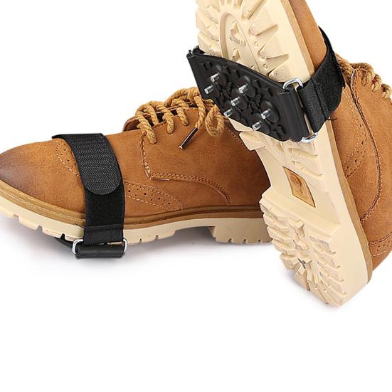 1 Pair Ice Cleats 7 Spikes Adjustable Fastener Tape Portable Anti-slip Winter Outdoor Climbing Hiking Shoes Boots Ice Snow Grips Crampons Gripper