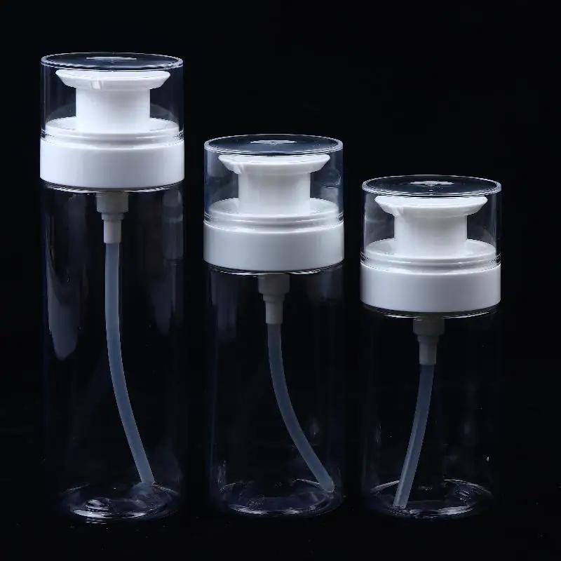 150ml200ml300ml Transparent Flat Shoulder Press Lotion Bottle Empty Essence Water Facial Cleanser Dispenser Cosmetic Containers