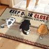 "Keep Door Closed - Cats Planning Escape"Floor Mat - Indoor and Outdoor Absorbent Foot Mat Suitable for Home Decoration, Durable